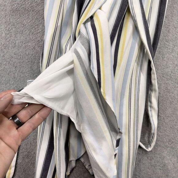 LOFT Plus Tank Dress Womens Size 16 Yellow Blue Striped Lined Belted V-Neck - Picture 5 of 14